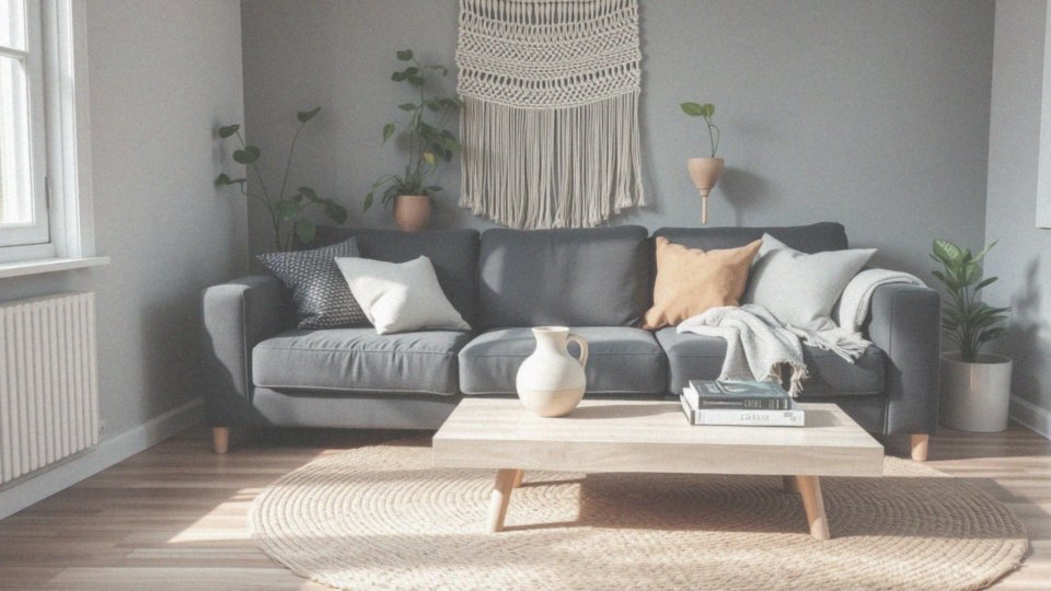 Jakie elementy dekoracyjne pasują do boho i skandynawskiego stylu z ciemnoszarym?